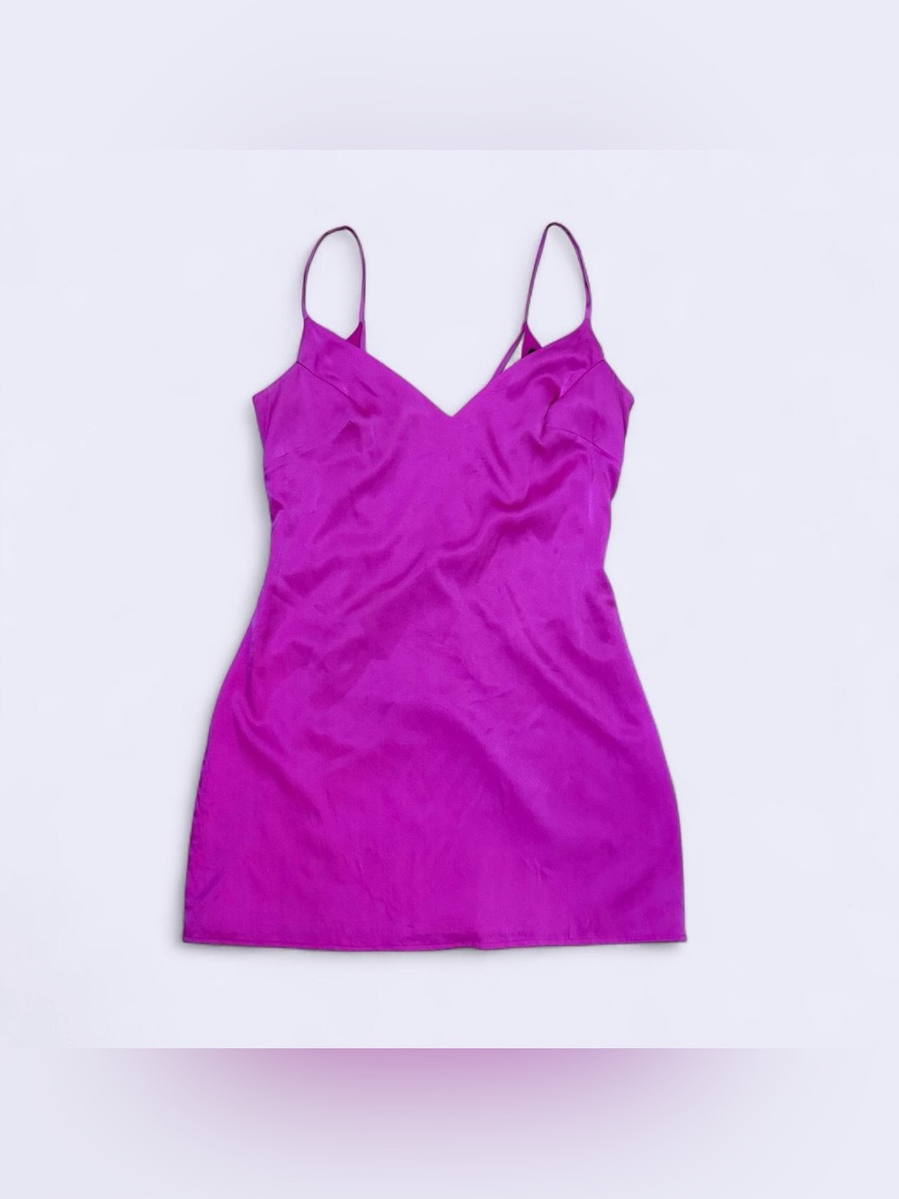 Bebe Women's Magenta Slip Dress Top with Spaghetti Straps